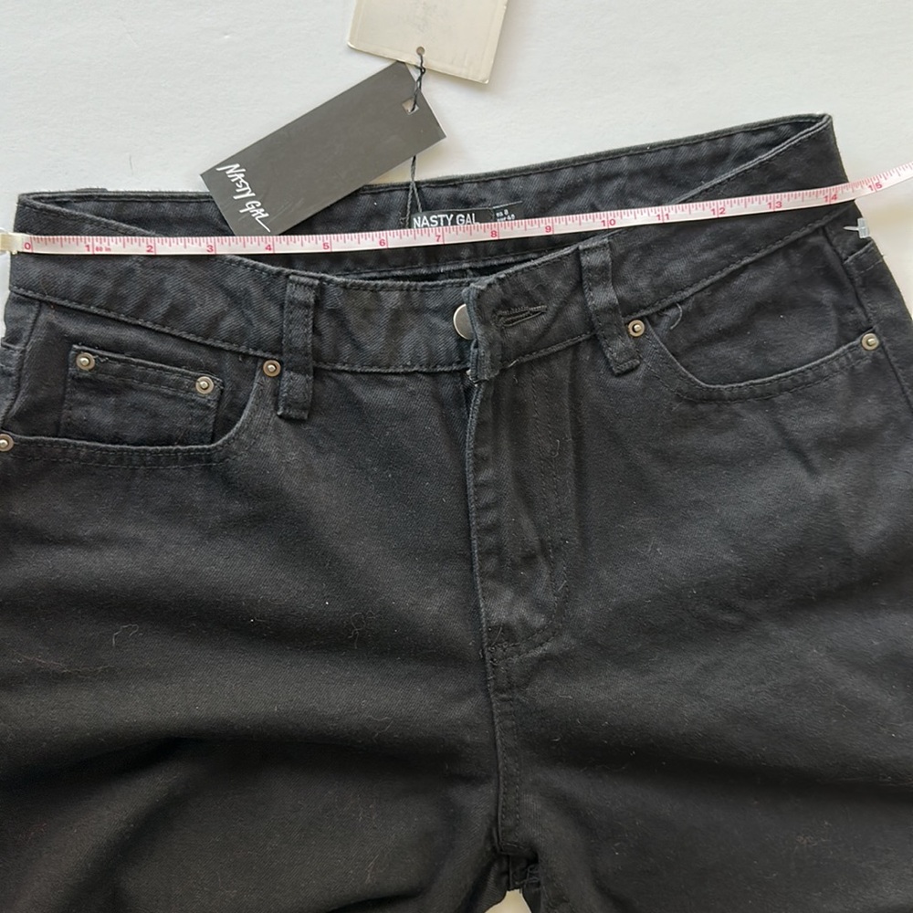 Nasty Gal Black Cropped Straight Leg Jeans Size 8 - Picture 6 of 8